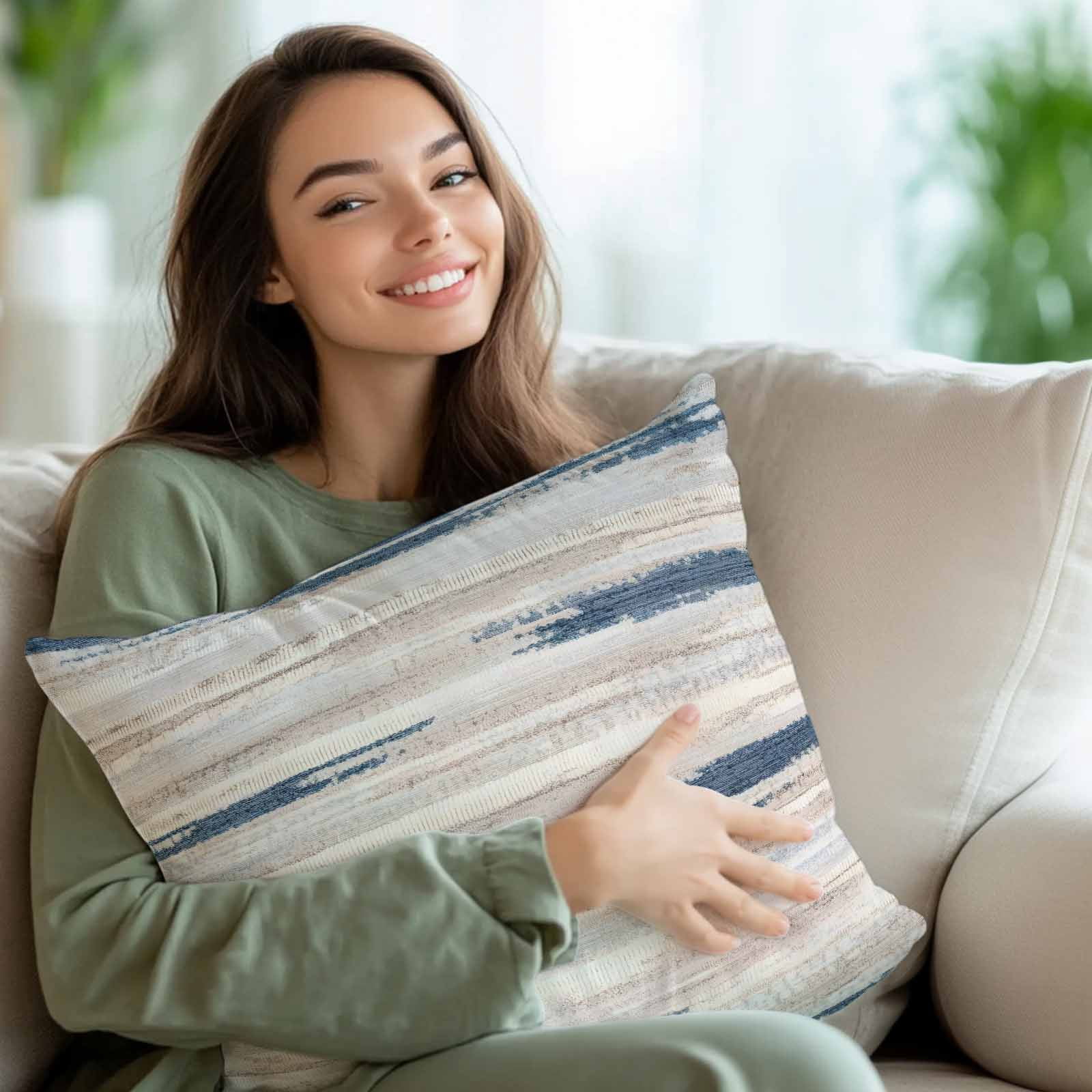 Decorative Throw Pillow Covers 16x16 Inch Set of 2 Line Texture Home Decor Pillow Cases for Couch, Modern Art Cushion Case for Living Room Bedroom Bed Car Chair