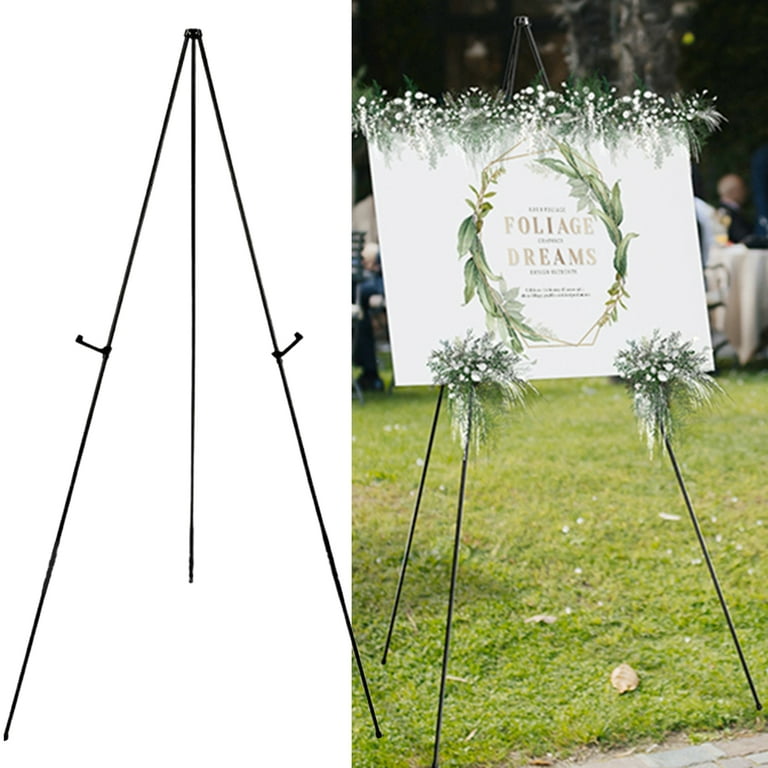 CertBuy 2 Pack White Easels for Signs, 63 Inch Easel for Displaying  Picture, Easel Stand for Display Wedding Sign & Poster, Steel Folding Easel  for