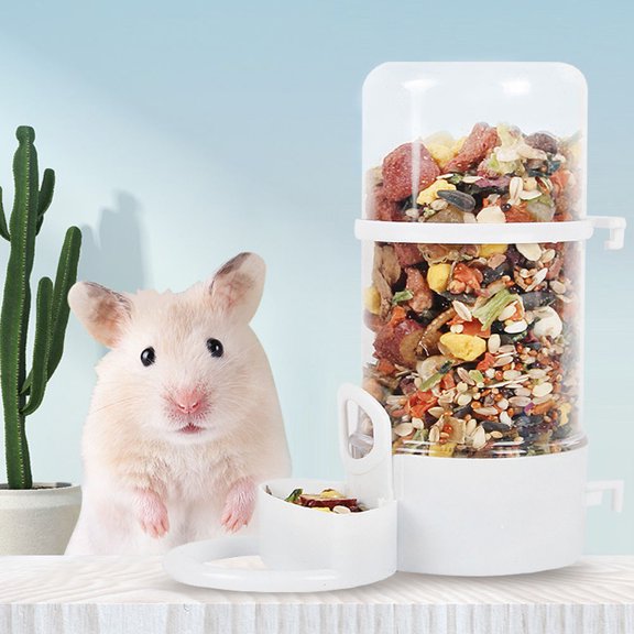 LULULION Pet Automatic Feeder Transparent Design for Small Animals White Plastic