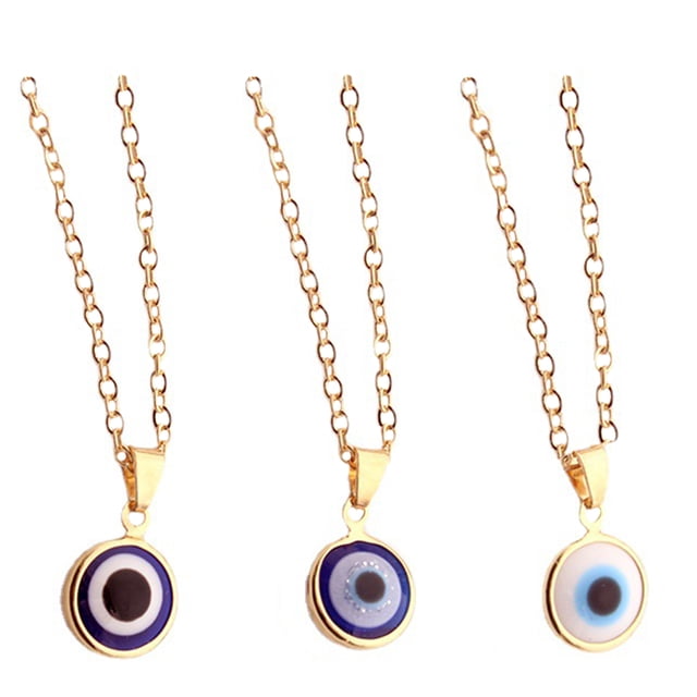BRIGHTFUFU 3 unids turco malvado ojo collar unisex azul ojo encanto joyería collar regalo