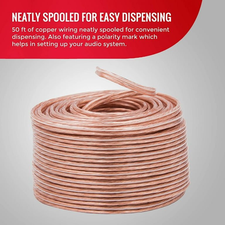 Monster XP Copper Clad Aluminum (CCA) Speaker Wire 14 Gauge Cable 50 FT  Spool - Ideal for Home Cinema Cables and Car Audio Cable 