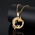 thumbnail image 3 of Hip Hop Bling Iced Out 14K Yellow Gold Dragon Round Pendants Necklace for Men Rapper Jewelry, 3 of 6
