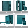 thumbnail image 4 of 180-Degree Rotating Teal Twin Murphy Bed with Pull-Out Desk and Bookshelves for Small Spaces, 4 of 10