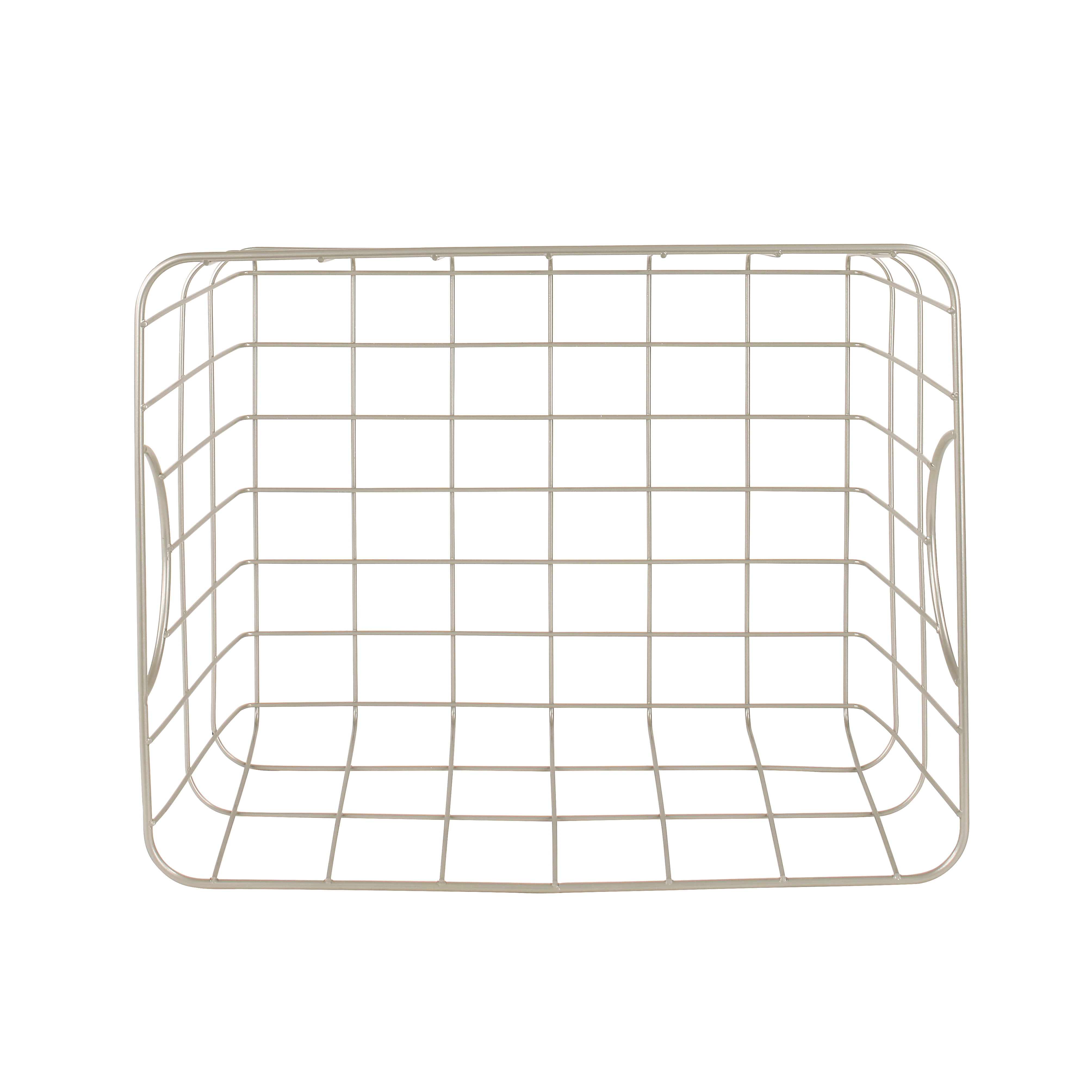 Spectrum Diversified Steel Utility Wire Storage Basket with Curved Easy Grab Handles, Satin Nickel