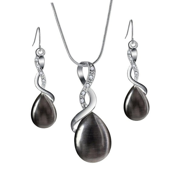 Conjunto de collar Zulema Pendientes de collar Gris + Gris