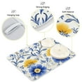 thumbnail image 4 of Flowers Blue Dish Drying Mat Microfiber Kitchen Mats Large Counter Absorbent Dish Pad Drainer Rack 16"x18", 4 of 7