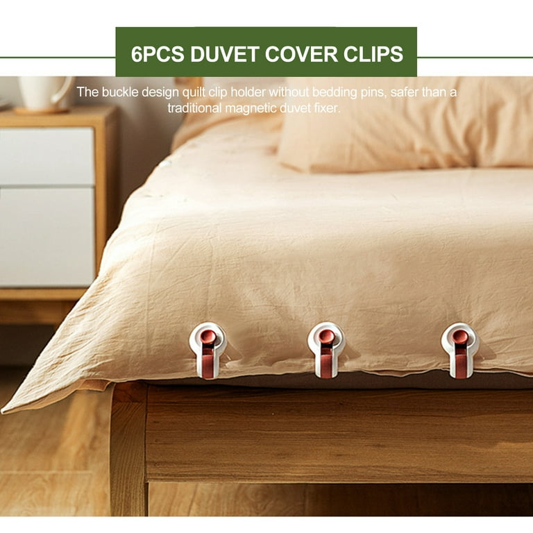 6PCS Duvet Cover Clips No Pins Comforter Fasteners Keep Corner in
