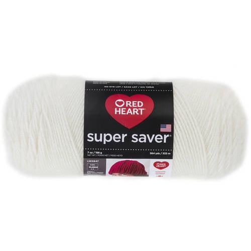 Red Super Saver Medium Acrylic White Yarn, 364 yd -
