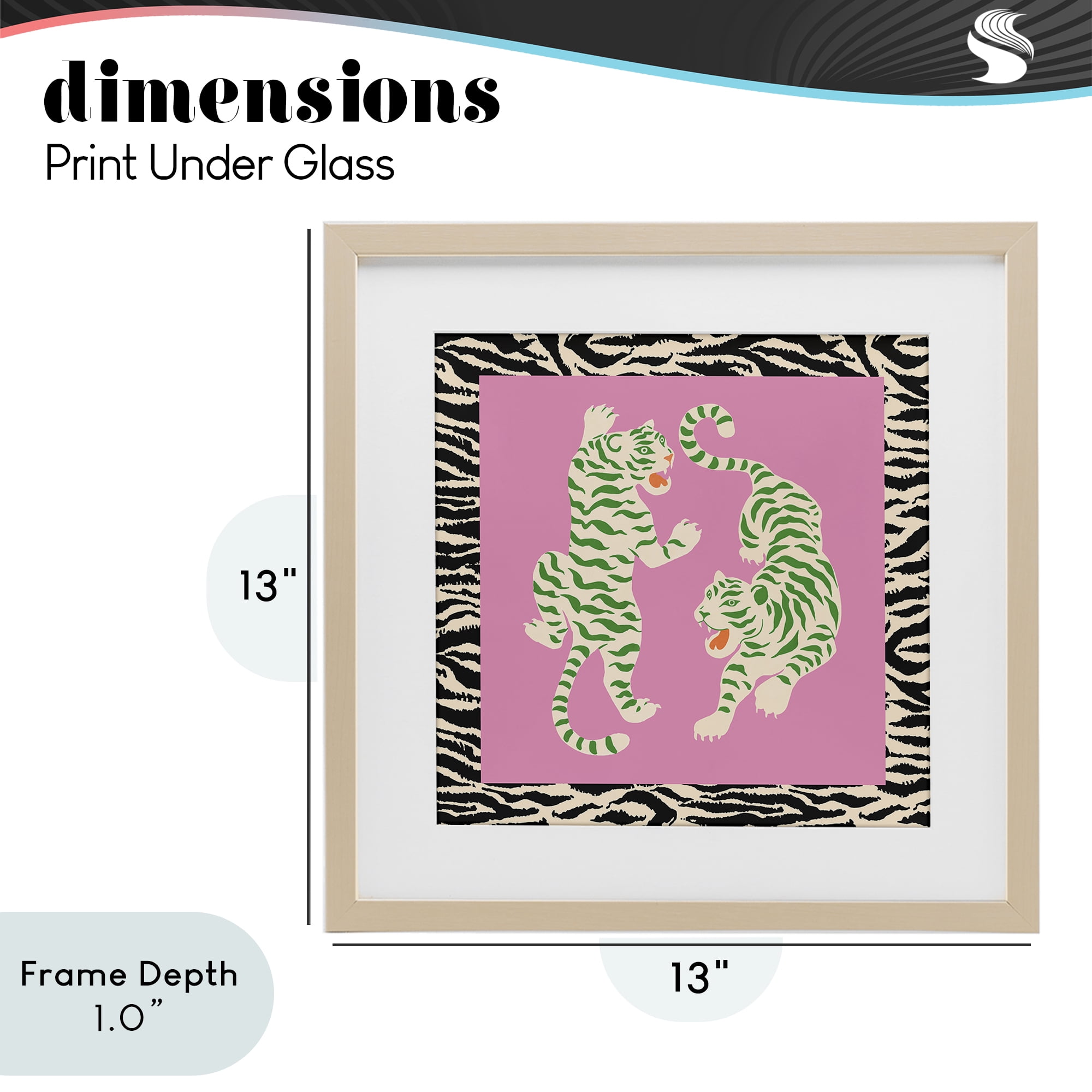 Stupell Industries Purple & Green Twin Tigers Birch Framed Print Under Glass, design by Karolina Sato