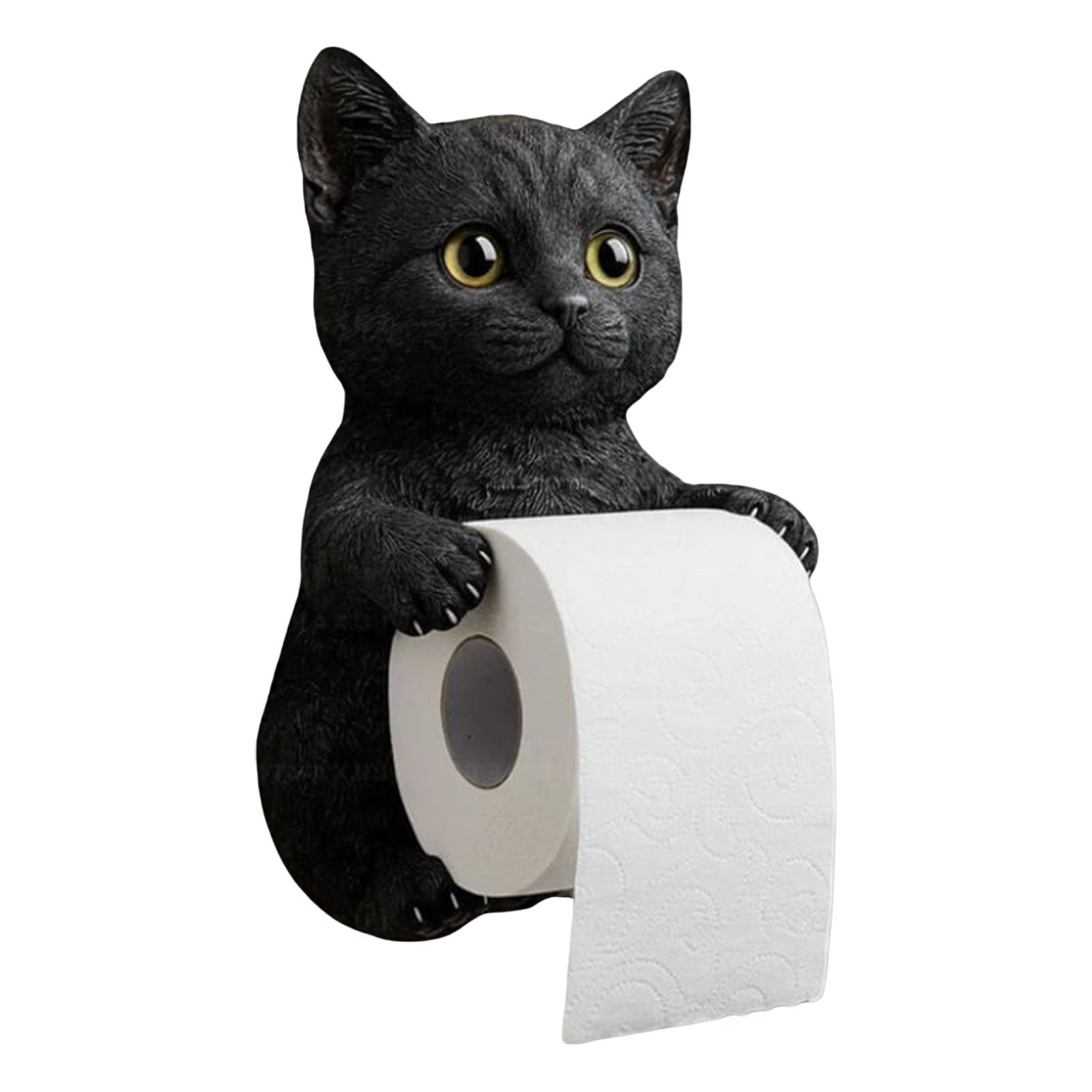 Cat Paper Holder - Funny 3D Resin Cat Toilet Paper Roll Holder, Wall Mount Bathroom Tissue Roll Storage, Unique Cats Lover Gifts(H)