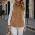 thumbnail image 4 of Nfurl Women's Fleece Vests with Pockets Warm Sleeveless Vest Jacket Trendy Fall Winter Stand Collar Outerwear Vests Yellow,M, 4 of 7