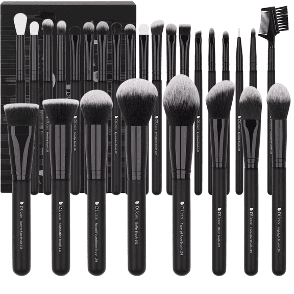 DUcare 27 Pc Makeup Brush Set - Wood, Black