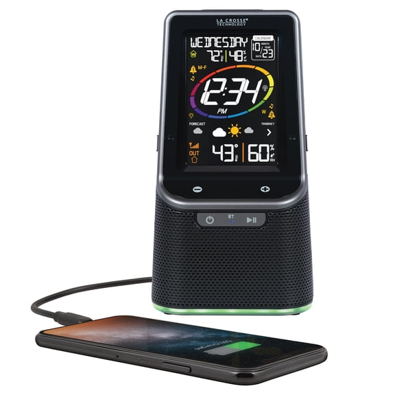 La Crosse Technology Wireless Weather Station with Bluetooth Speaker and Atomic Time and Date, S87078