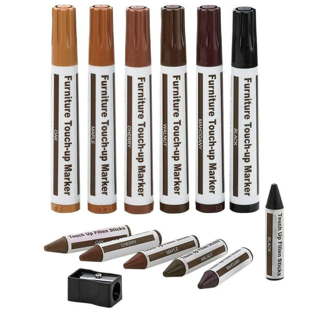 Furniture Repair Markers Kit Set Of 13 And Wax Sticks With Sharpener For Stains Scratches Wood Floors Tables Desks Carpenters Bedposts Touch Ups Cover By Katzco Com Furniture Repair Markers Kit Set Of, Gray Wood Furniture Marker