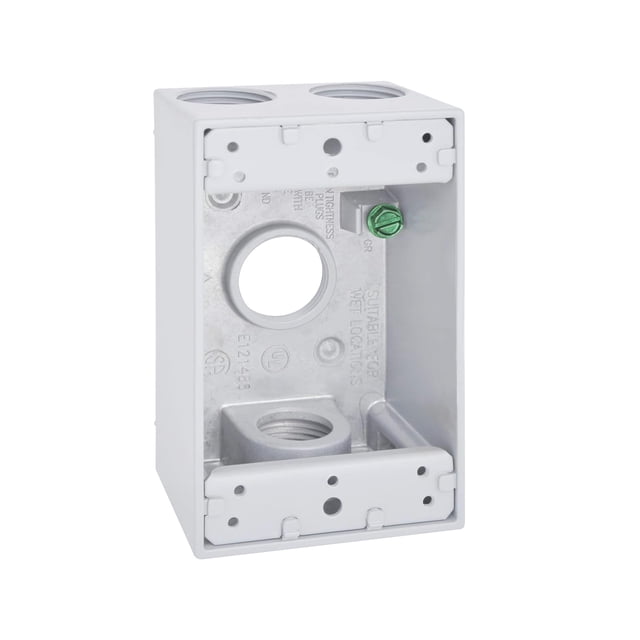 Caja metálica para tomacorrientes eléctrica Sigma 14251WH blanca resistente a la intemperie
