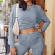 thumbnail image 5 of Bermudas Conjunto de 2 piezas a juego para mujer, top de punto informal y pantalones cortos, ropa de dormir suave y acogedora Cgtredaw Azul claro T L para Mujer, 5 of 6