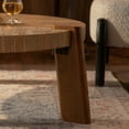 thumbnail image 3 of Noble House Dennis 36.61" Round Herringbone Coffee Table, Solid Wood Rustic Center Table with Tapered Legs, Natural, 3 of 5