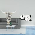 thumbnail image 2 of Escultura de pared de calavera,Estatua de resina con cabeza de vaca para decoración de pared y hogar,Adornos de diseño de patrón de decoración de pared de cabeza de vaca,Reloj de, 2 of 8