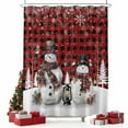thumbnail image 2 of Red Plaid Christmas Shower Curtain, Snowman Snowflake Winter Waterproof Fabric Shower Curtains with 12 Hooks, Bathroom Curtain Set for Bathroom Accessories Decor, 60 x 72 Inches, 2 of 9