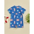 thumbnail image 5 of JYYYBF Toddler Boys Rash Guard Swimwear Cartoon Marine Organisms Print Short Sleeve Swimsuits Front Zipper Bathing Suits, 5 of 7