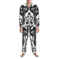 thumbnail image 3 of Hirioo Artistic Black White Peacocks for Men's Pajama Sets 2 Piece Pjs Men's Long-Sleeved Pajama Set Button Down Sleepwear,S-XXL-Large, 3 of 7