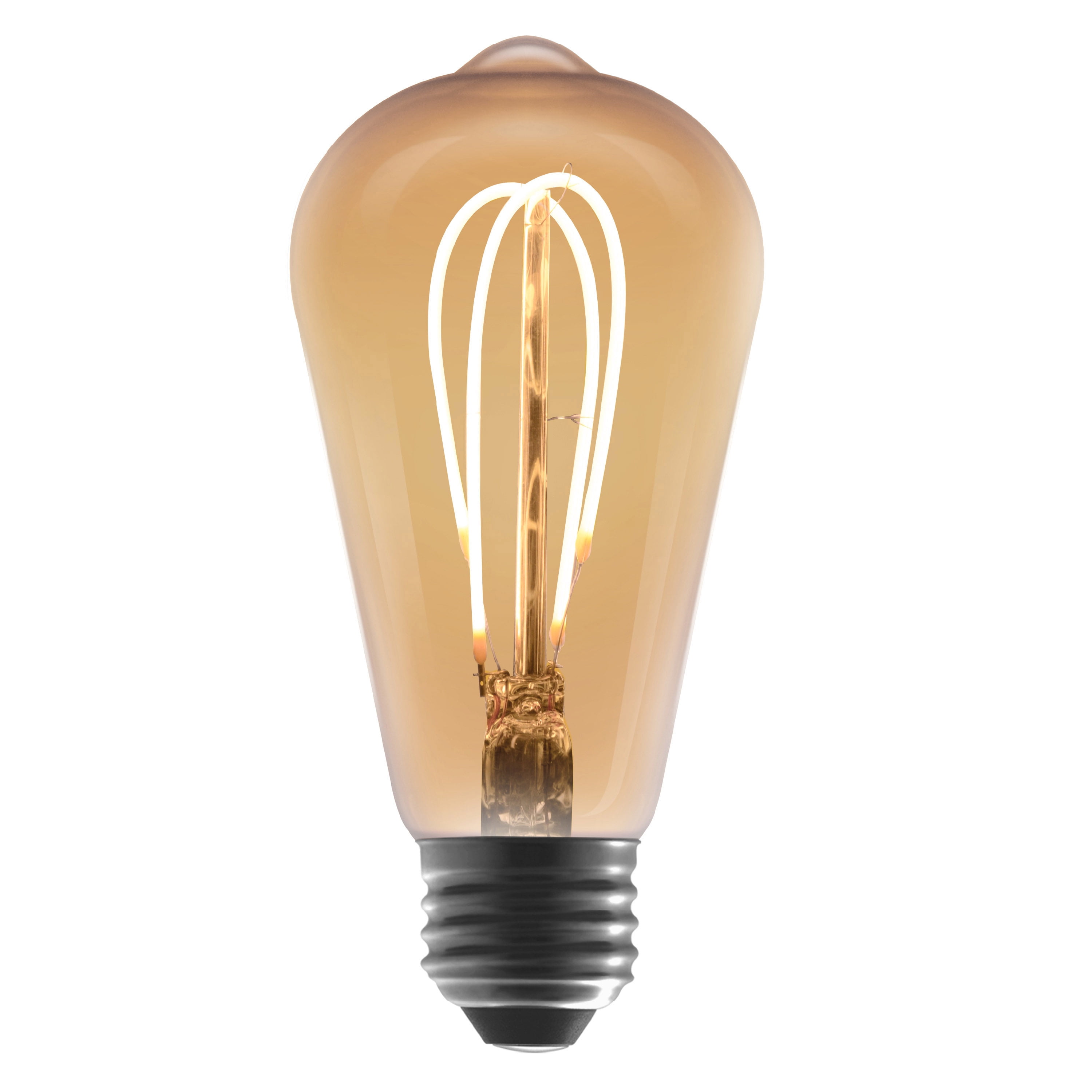 (2 pack) Better Homes & Gardens ST19 Vintage LED Light Bulb, 60 W Eqv, Dim, E26, Amber Glass Finish - 2 Pk