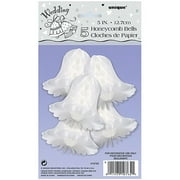 Honeycomb Tissue Paper Wedding Bells Decorations 9 In White 3ct