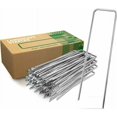 thumbnail image 1 of Estacas de fijación de acero galvanizado (50 piezas) - Grapas de fijación resistentes para telas de acolchado, cercas y redes - 150 mm de largo, 30 mm de ancho, Ø 3 mm, 1 of 5
