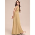 thumbnail image 4 of Drtj 2-14T Kids Junior Bridesmaid Flower Girl Elegant Formal A-line V-Neck Floor-Length Chiffon Dresses, 4 of 6