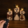 thumbnail image 4 of Halloween Decorations, 3pcs Cute White Ghost Decor, Lighted Vintage Wooden Ghost Decor Set of 3 with Remote Control, 4 of 6
