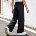 thumbnail image 6 of PMVFHDE Girls Elastic Waist Casual Long Pants Summer Solid Trousers Kids Everyday Bottoms School Outdoor Black,5-6 Years, 6 of 6