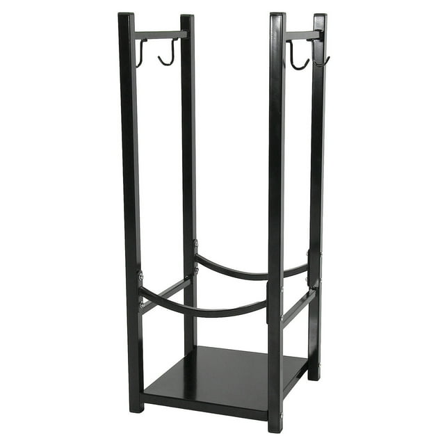 Sunnydaze Steel Outdoor Firepit or Fireplace - Support de Bûches de Bois avec Crochets - 32 Pouces - Noir