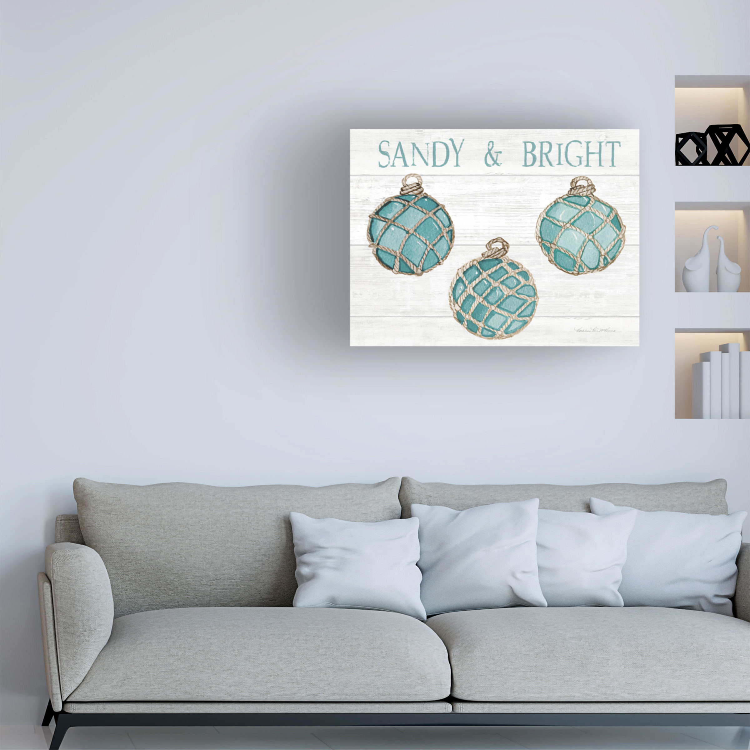 Trademark Fine Art 'Coastal Holiday Ornament VIII Sandy and Bright' Canvas Art by Kathleen Parr McKenna