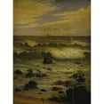 thumbnail image 2 of Joseph Tubby 12x14 Black Ornate Wood Framed Double Matted Museum Art Print Titled: View of the Atlantic off the Jersey Shore, 2 of 5