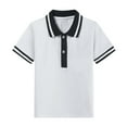 thumbnail image 2 of White Girls Polo Shirt 100% Cotton Short Sleeve, Collared 2-Button Placket, Breathable Soft Easy Care School Uniform Top for 3-14 Years Old,Size 11-12 T, 2 of 5