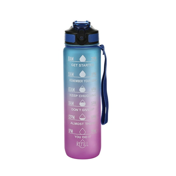 Dvkptbk Water Bottles Motivational Water Bottle with Time Marker 32oz Squeezing Ejection Opening BPA Free with Leakproof Wide Mouth and Fast Water Flowing for Outdoor Sport on Clearance