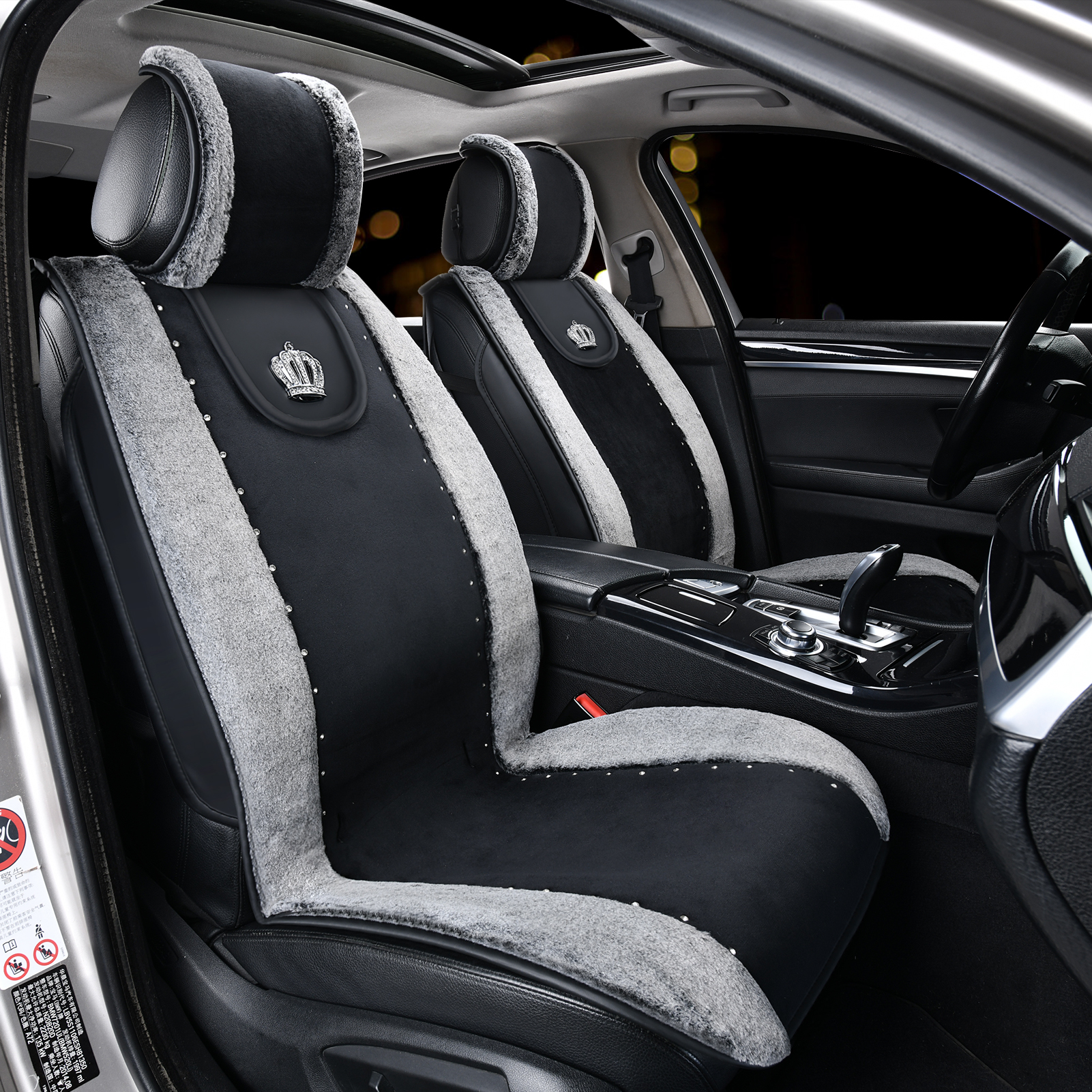 Carshaping Soft Velvet Crown Queen Seat Covers AllInclusive Universal