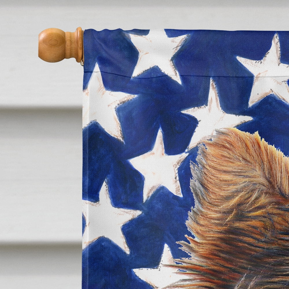 USA American Flag with Yorkie Puppy / Yorkshire Terrier Flag Canvas House Size