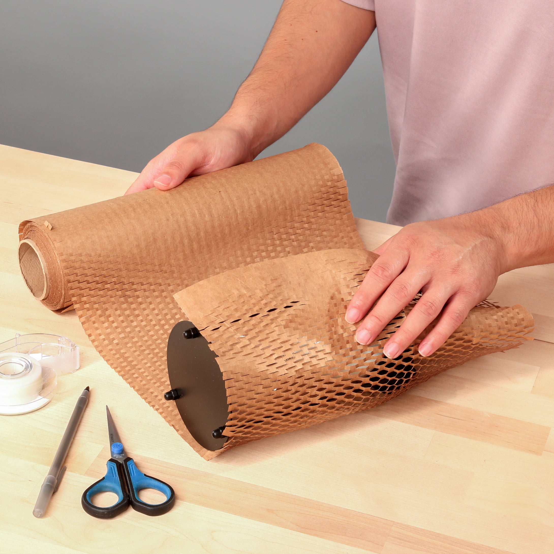 (3 pack) Pen+Gear 12 in. x 75 ft. Honeycomb Packing Paper & Cushioning Wrap, Perforated, Kraft, 1 Roll