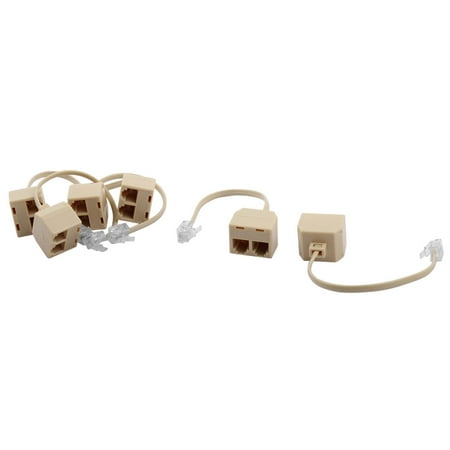 Keystone Phone - Telephone RJ11 6P4C Keystone 1 Male to 2 Female Plug Cord Adapter 6pcs
