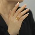 thumbnail image 6 of Hyasfey Ladies Ring Geometric Electroplating Hollowed Pattern Bright Luster Smooth Surface Dress Up Jewelry Witch Knot Stainless Steel Ring for Daily Wear, 6 of 8