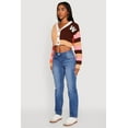 thumbnail image 4 of Womens Daisy Color Block Patch Cropped Button Front Cardigan, 4 of 5
