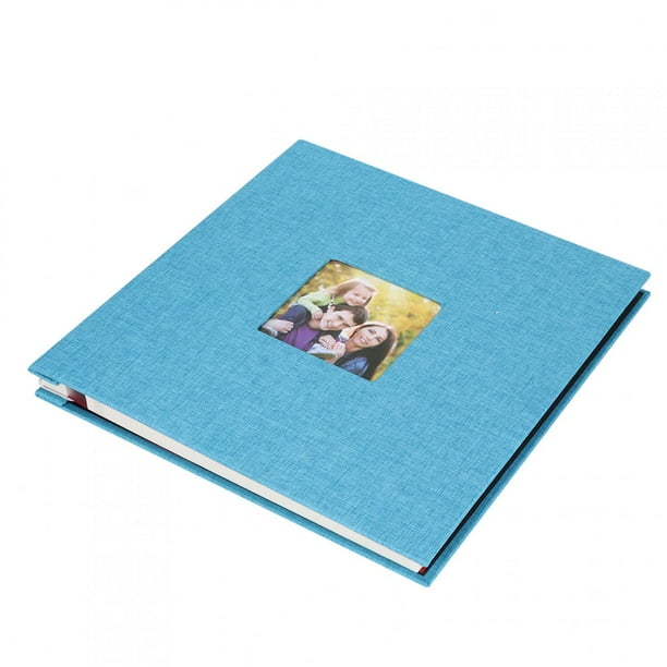 Álbum de fotos de lino autoadhesivo, hecho a mano, para hacer uno mismo, álbum de recortes, aniversario, regalo de San Valentín (azul claro, 27 x 28 cm)