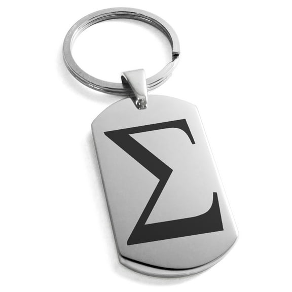 Stainless Steel Sigma Mathematical Engraved Dog Tag Keychain Keyring