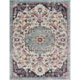 thumbnail image 2 of Hauteloom Tigris Jasmine Oriental Farmhouse Living Room Large Area Rug - Vintage Distressed - Boho Chic Floral Medallion Pattern - Off White, Turquoise Blue, Orange - 9' x 12', 2 of 13