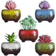 thumbnail image 1 of ARTKETTY Succulent Plant Pots - 4.7 Inch Ceramic Cactus Planter Pots Tripod Mini Glazed Flower Pots with Drainage Hole, 1 of 5