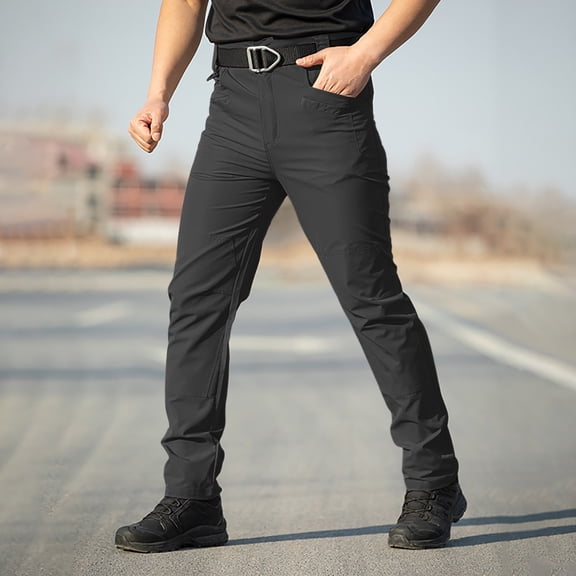 BADHUB Men's Tactical Pant Waterproof Lightweight Straight Fit Cargo Pant Stretch Straight Leg Pant with Pockets Black 2XL