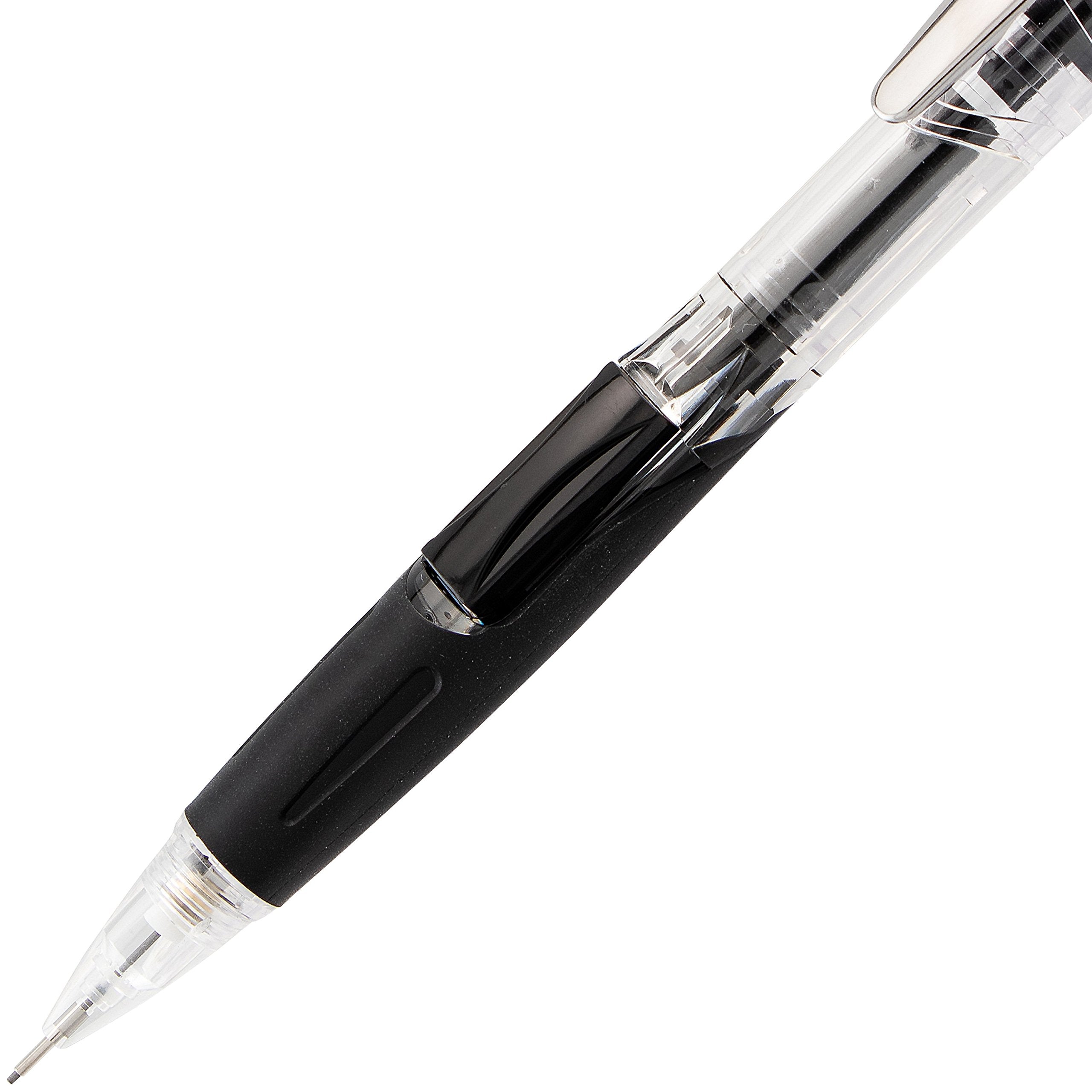Twist-Erase CLICK Mechanical Pencil (0.5mm) CLEAR Barrel, Black Grip, 12 Count
