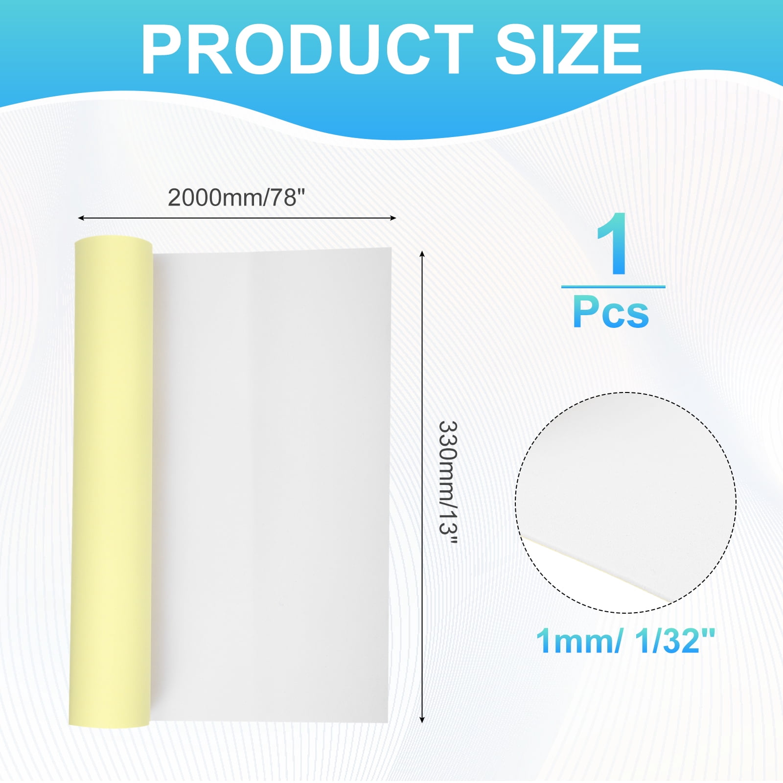 Uxcell White Foam Sheets, 78"x13"x 1/32" Self Adhesive EVA Foam Roll with Adhesive Backing for Crafts DIY Projects Furniture Protecting Gap Filling