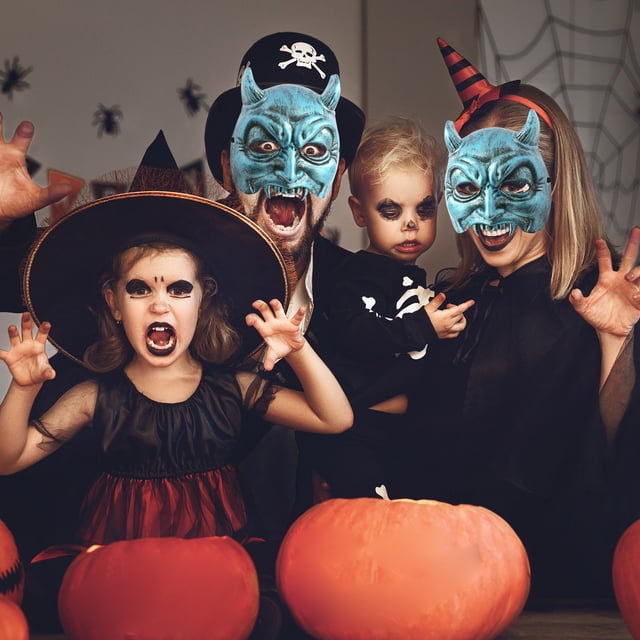Xihbxyly Máscara de Calavera Fantasma de Diablo para Halloween, Accesorio de Disfraz de Terror, Ligero y Cómodo, Cordón Elástico, Accesorio Divertido para Fiestas, Versátil para Fotos, Fiesta de Hall